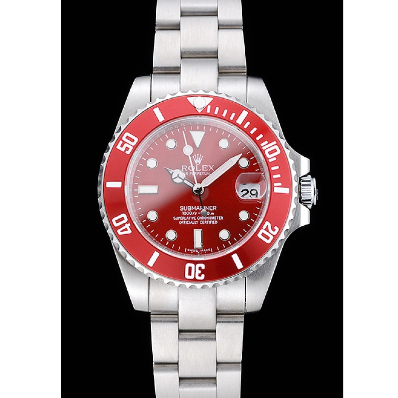 Aaa fake watches Rolex Stainless Red Bracelet Dial Steel 1454154 Submariner 0725